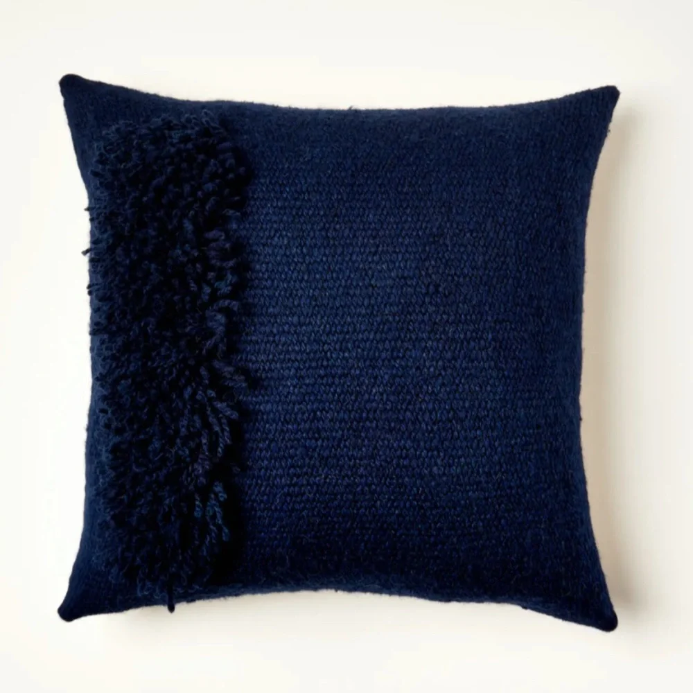 NWT Sien + Co Zona Highland Sheep Wool Woven 20”x20” Pillow Cover Midnight Blue
